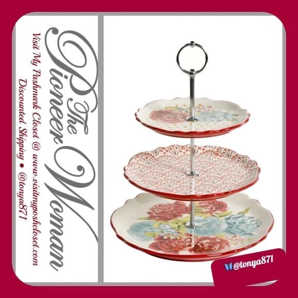 🦋 New Pioneer Woman Blossom Jubilee 3-Tier Serving Tray - Picture 1 of 8